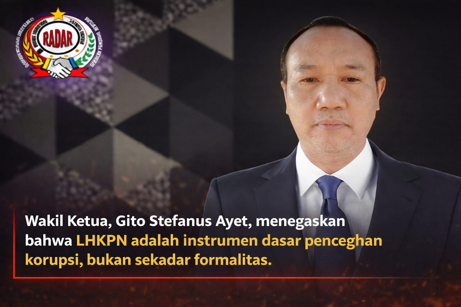 Keterangan Foto:Wakil Ketua LSM Gerakan Pandawa Bertuah (RADAR), Gito Stefanus Ayet, menyampaikan sorotan tajam terkait rendahnya kepatuhan pelaporan LHKPN di lingkungan Pemkab Kutai Barat. (Foto: Istimewa/Trackperistiwa.com)