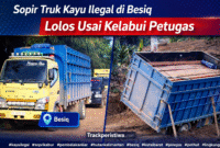 Ket Foto: Mobil bermuatan kayu ulin ilegal yang berhasil kabur usai sopir mengelabui petugas di kawasan Besiq, Kecamatan Damai, Kutai Barat, Kamis 29 Januari 2026. (Dok. Trackperistiwa.com/Fauzan)