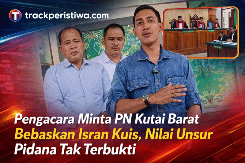 Muhammad Masyruh, S.H., dan Bayu Murti Wardoyo selaku kuasa hukum Isran Kuis menyampaikan keterangan kepada awak media usai sidang pledoi di Pengadilan Negeri Kutai Barat, Kamis (26/02/2026). Tim pembela meminta majelis hakim membebaskan kliennya karena menilai unsur pidana tidak terbukti dalam fakta persidangan. (Fzn/TP)