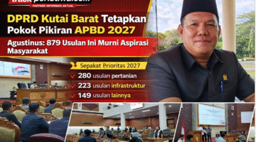 Keterangan Foto:

Wakil Ketua DPRD Kabupaten Kutai Barat, Agustinus, usai memimpin rapat paripurna penetapan Pokok-Pokok Pikiran (Pokir) DPRD sebagai dasar penyusunan APBD Tahun Anggaran 2027 di Gedung DPRD Kutai Barat, Sendawar, Rabu (11/02/2026). DPRD menetapkan 879 usulan masyarakat sebagai prioritas pembangunan daerah. (Dok. Trackperistiwa.com)