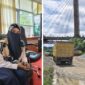 Keterangan: Pelaksana Tugas Kepala Dinas Perhubungan Kutai Barat, Rita, menyampaikan keterangan resmi terkait aktivitas bongkar muat di kawasan Jembatan ATJ Melak (kiri). Sementara itu, aktivitas distribusi material oleh truk terlihat berlangsung di lapangan (kanan). Sumber Foto: Reportaseexpoase.com