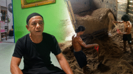 Keterangan Foto (Kiri): Fahrudin, mantan Kepala Desa Malawaken, memberikan keterangan kepada awak media terkait dampak kelangkaan pasir koral pasca-penertiban tambang ilegal di Kabupaten Barito Utara. (Trackperistiwa.com/Henryanus Achiang)