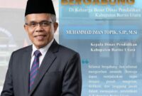 Keterangan Foto:
Ucapan selamat dan dukungan dari keluarga besar Dinas Pendidikan Kabupaten Barito Utara kepada H. Muhamad Imam Topik, S.I.P., M.Si. atas pelantikannya sebagai Kepala Dinas Pendidikan yang baru.