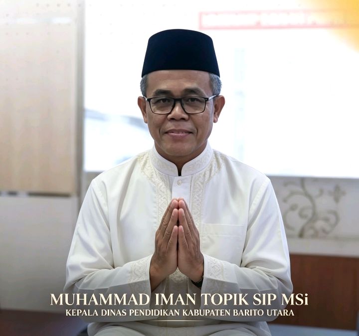 Foto: Kepala Dinas Pendidikan Kabupaten Barito Utara, Muhammad Iman Topik, S.IP., M.Si., menyampaikan ucapan Selamat Hari Raya Idul Adha 1447 Hijriah/2026 Masehi kepada seluruh masyarakat dan jajaran Pemerintah Kabupaten Barito Utara, sebagai momentum memperkuat nilai keikhlasan, pengorbanan, dan kebersamaan. (Trackperistiwa.com/Henryanus Achiang).