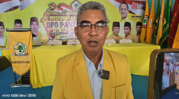 Keterangan Foto: H. Ahmad Syaiful atau yang akrab disapa Haji Acong kembali terpilih sebagai Ketua DPD II Partai Golkar Kabupaten Kutai Barat periode 2026–2031 dalam Musda VI Golkar Kubar di Barong Tongkok, Minggu (23/08/2026). (Dok: TrackPeristiwa.com/Melky)